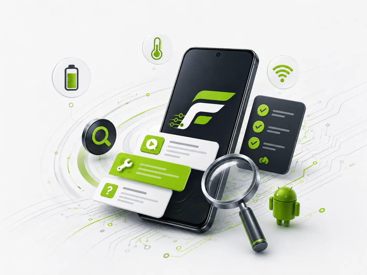 Fundirod arayüzü ve Android maskotu